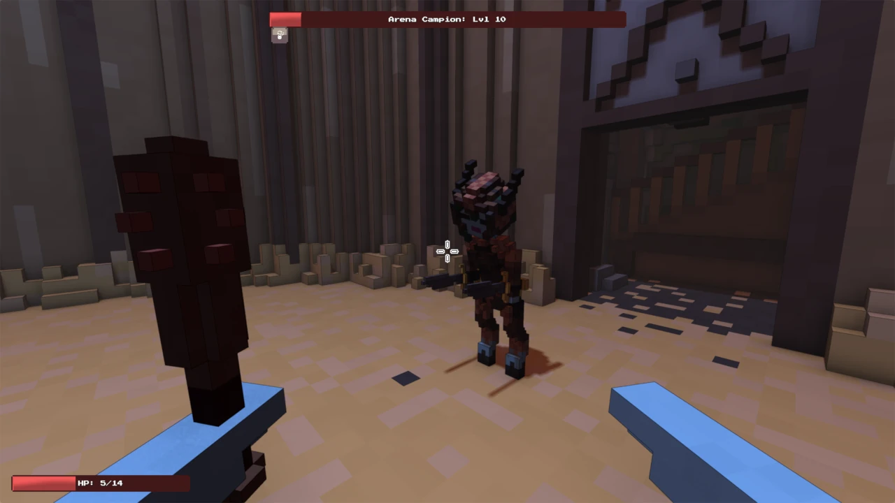 An Arena Champion at level ten in a gladiatorial pit.